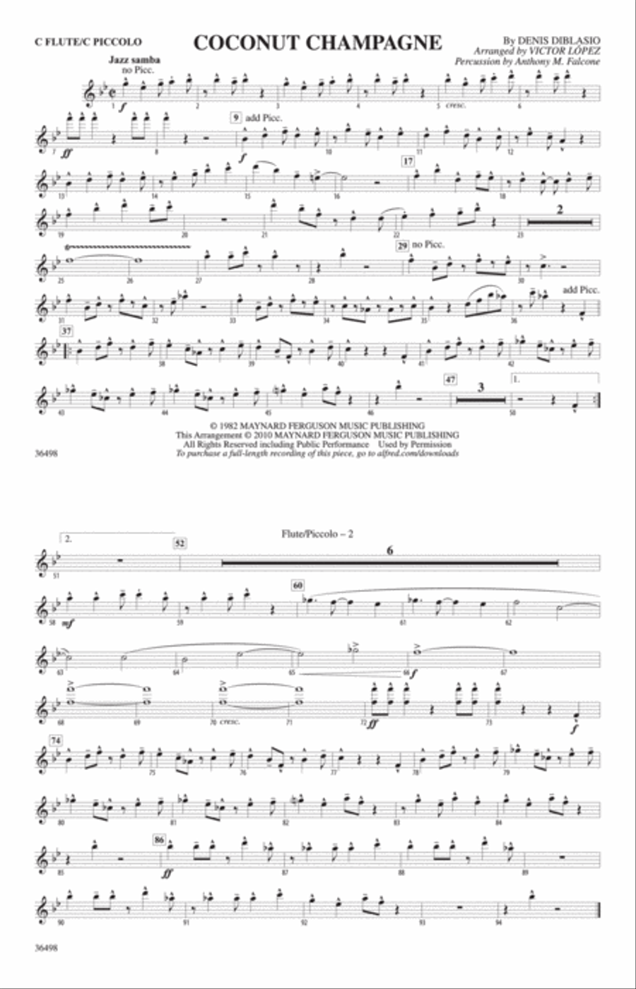 Coconut Champagne: Flute Marching Band scores gallery preview page 1