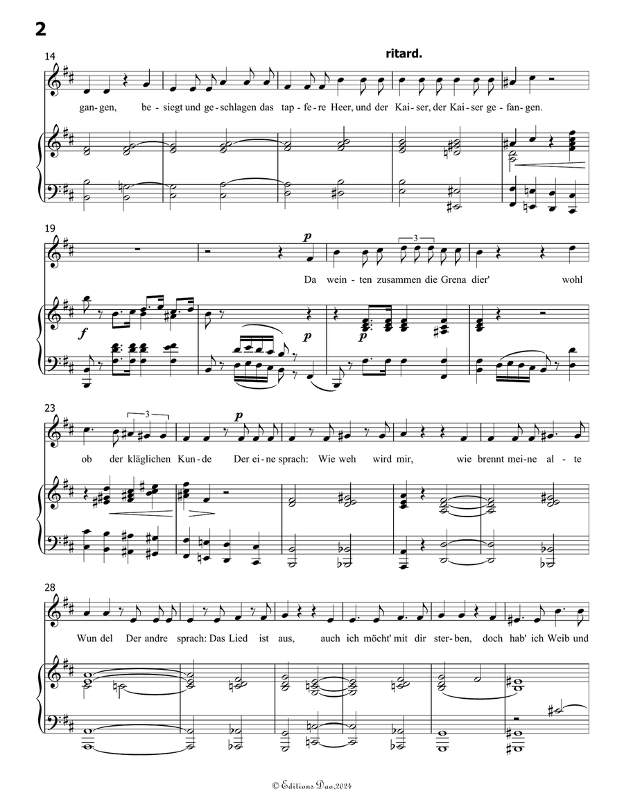 Die beiden Grenadiere, by Schumann, Op.49 No.1, b minor Piano, Vocal scores gallery preview page 4