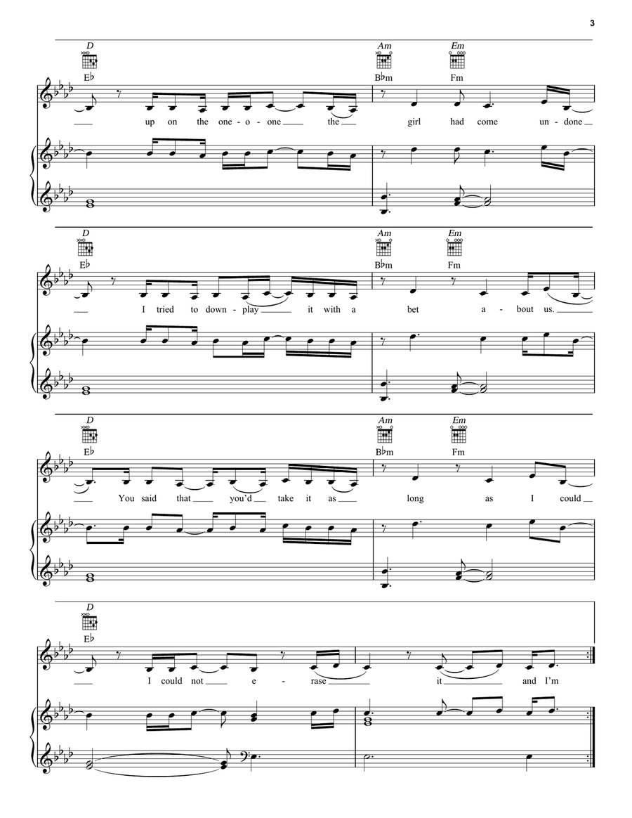 A Sorta Fairytale Piano, Vocal, Guitar scores gallery preview page 3