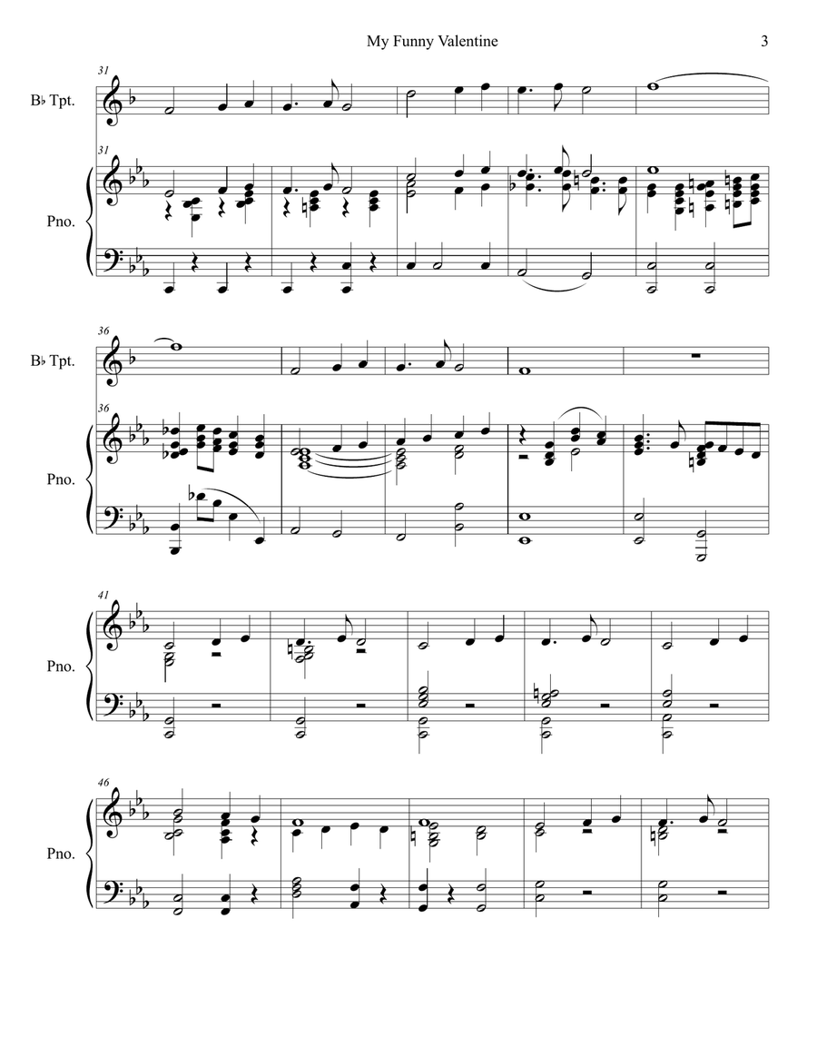 My Funny Valentine My Funny Valentine Trumpet Solo scores gallery preview page 3