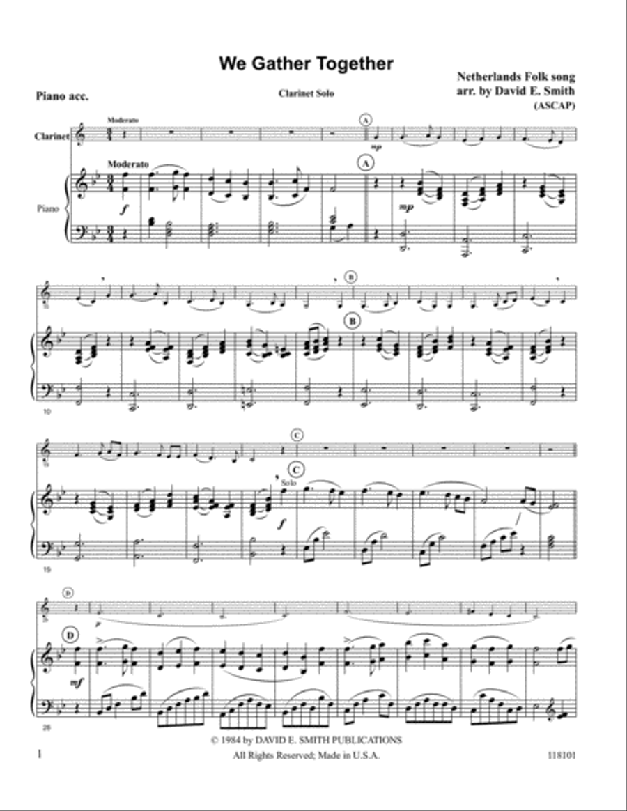 We Gather Together We Gather Together Clarinet Solo scores gallery preview page 1