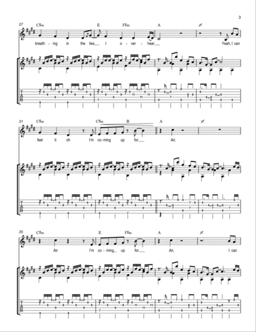 Air Air Guitar Tablature scores gallery preview page 3