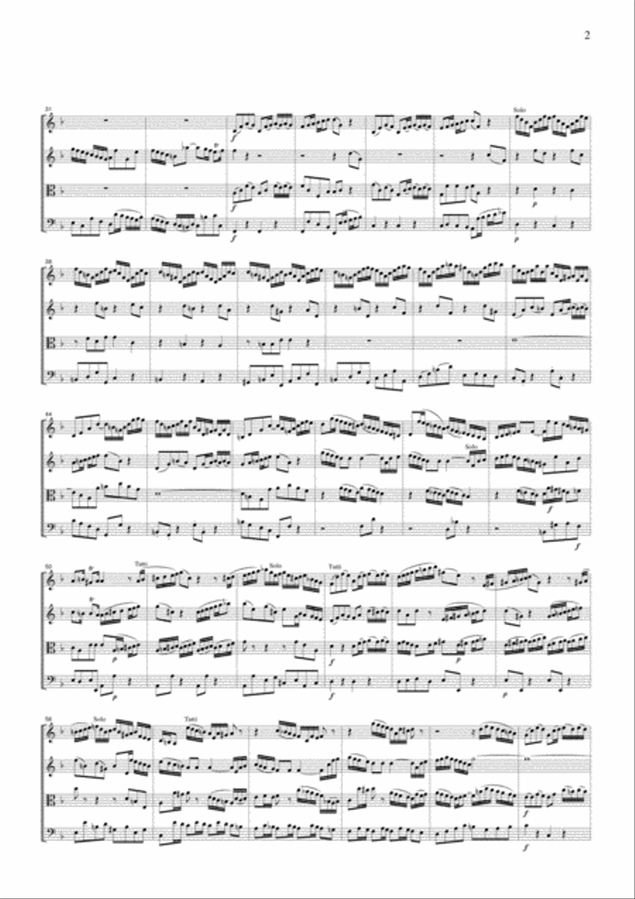 J.S.Bach Concerto for Violin and Oboe in d BWV1060, for string quartet, CB225 String Quartet scores gallery preview page 2