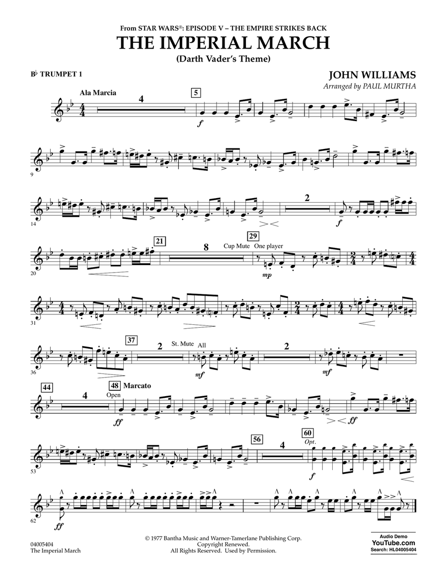 Book cover for The Imperial March (Darth Vader's Theme) - Bb Trumpet 1