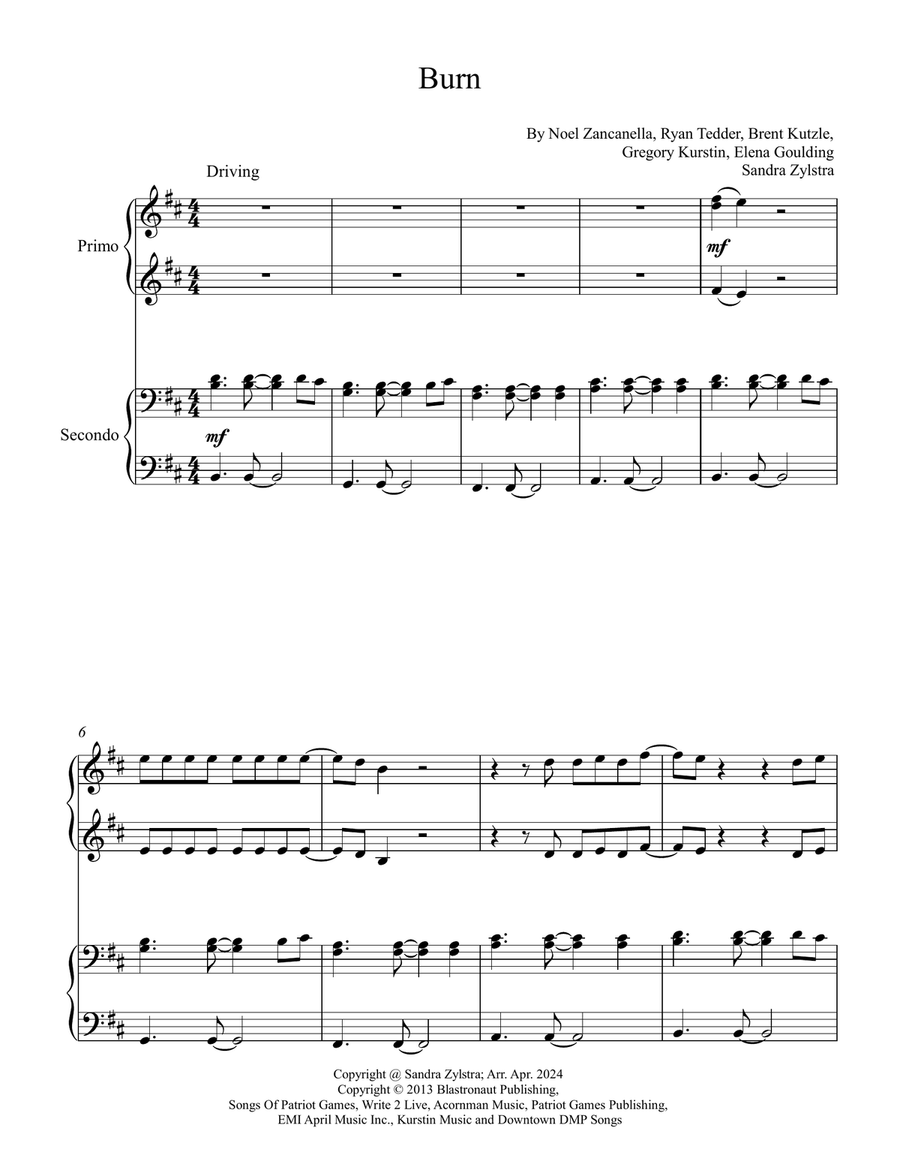Burn 1 Piano, 4-Hands scores gallery preview page 2