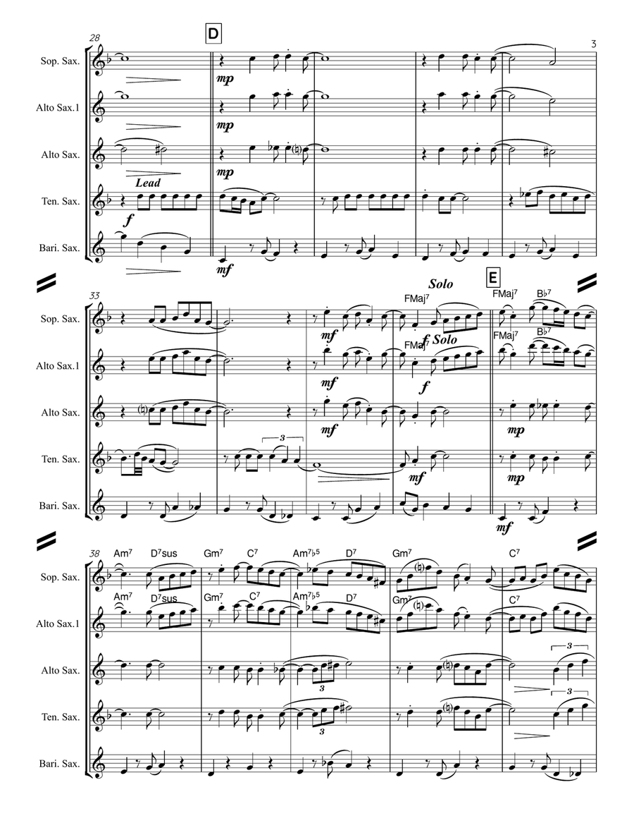 Teach Me Tonight Saxophone Quartet scores gallery preview page 4