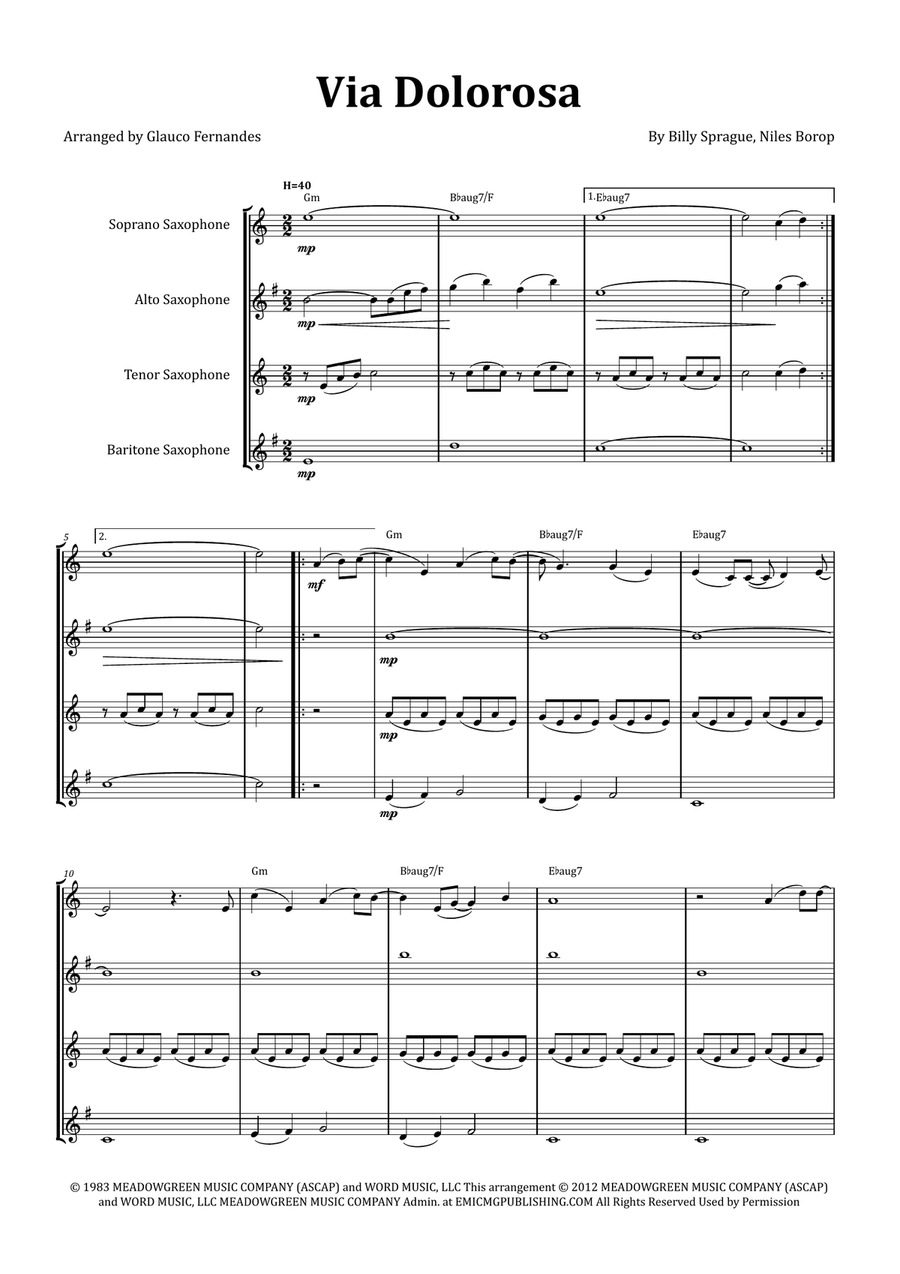 Via Dolorosa Saxophone Quartet scores gallery preview page 1