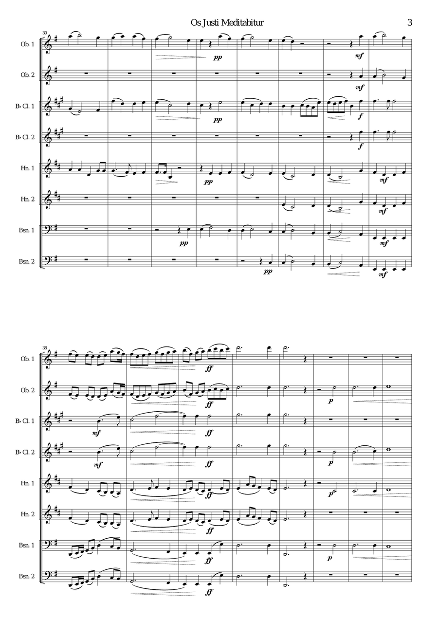 Os Justi meditabitur for wind octet Large Ensemble scores gallery preview page 3