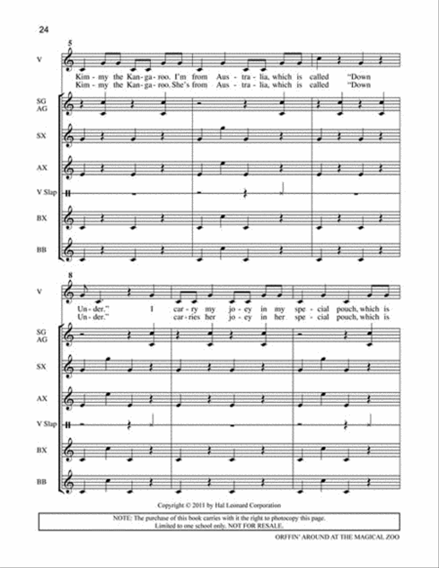 Orffin' Around at the Magical Zoo Unison Choir scores gallery preview page 4