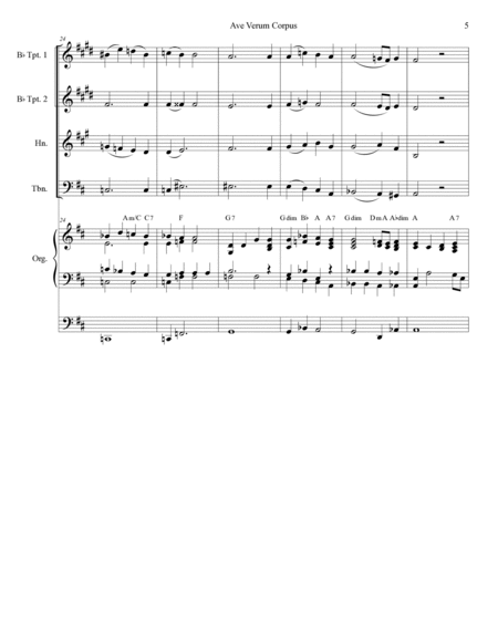 Ave Verum Corpus (Brass Quartet - Organ accompaniment) image number null