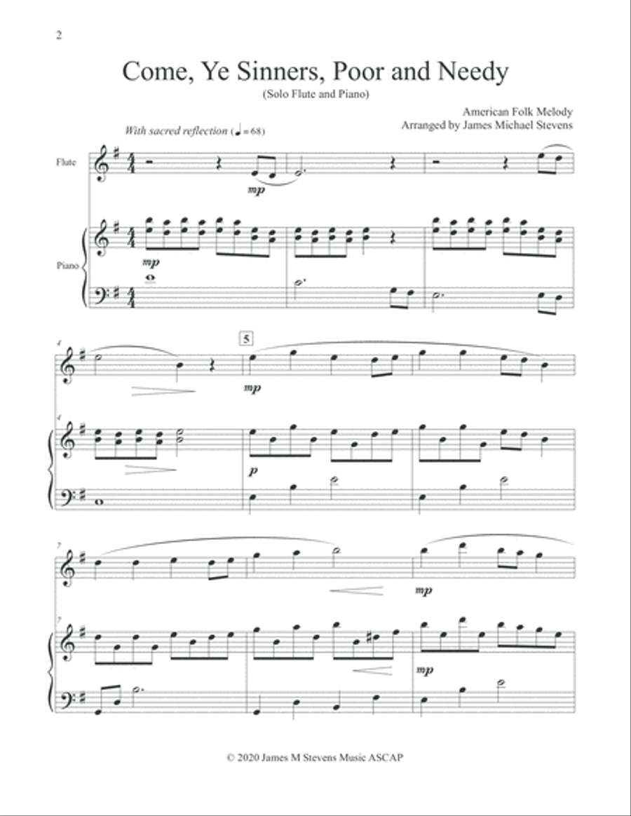 Come, Ye Sinners, Poor and Needy - Flute & Piano Flute Solo scores gallery preview page 2