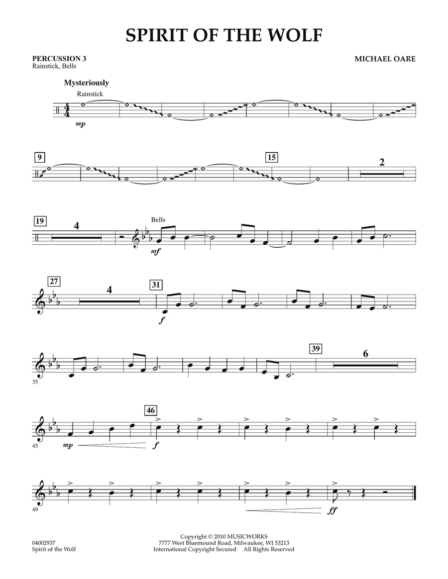 Spirit Of The Wolf - Percussion 3 Concert Band scores gallery preview page 1