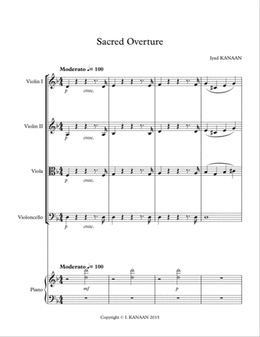 Sacred Overture for piano quintet String Quartet scores gallery preview page 2