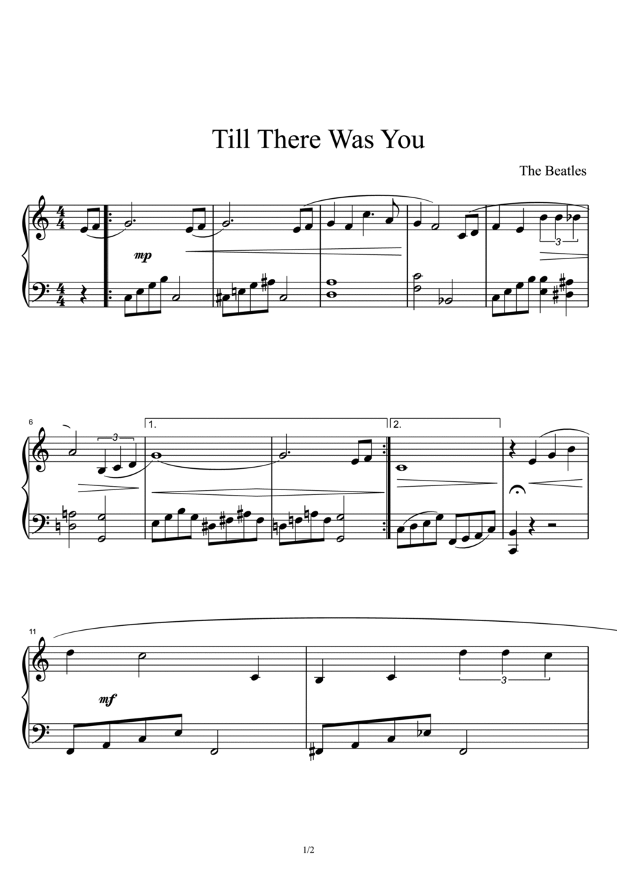 Till There Was You Piano Solo scores gallery preview page 1