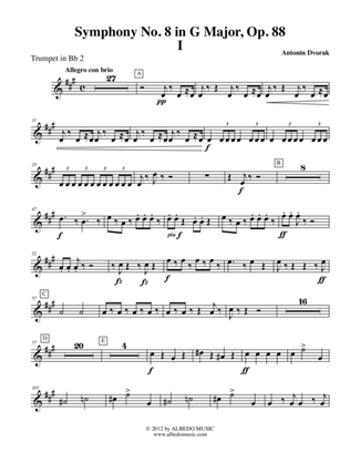 Dvorak Symphony No. 8, Movement I - Trumpet in Bb 2 (Transposed Part), Op. 88