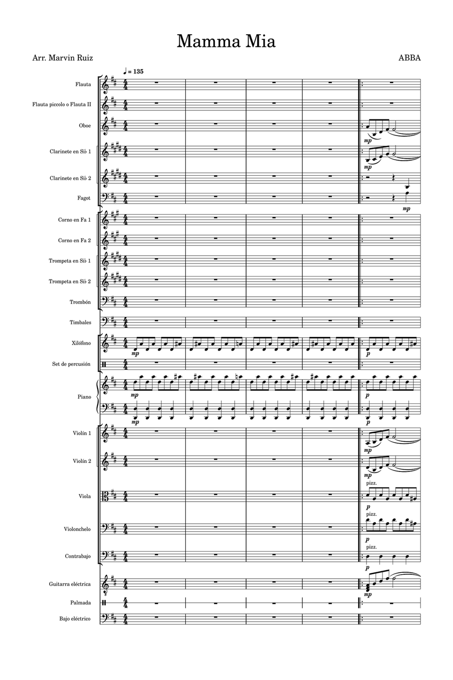 Mamma Mia Full Orchestra scores gallery preview page 1