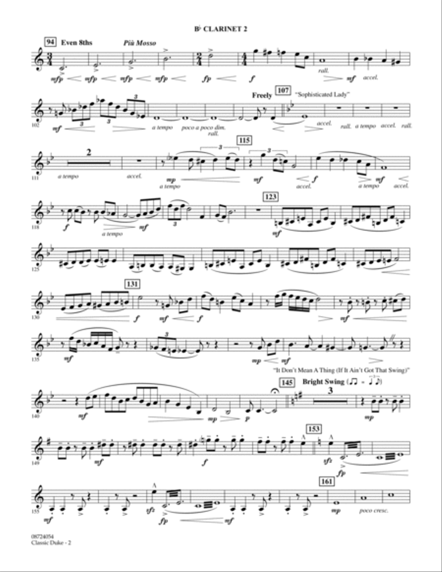 Classic Duke - Bb Clarinet 2 Concert Band scores gallery preview page 2