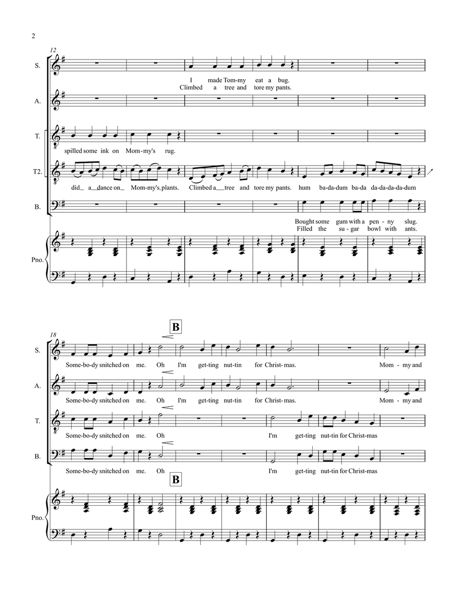 Nuttin' For Christmas Nuttin' For Christmas 4-Part scores gallery preview page 3