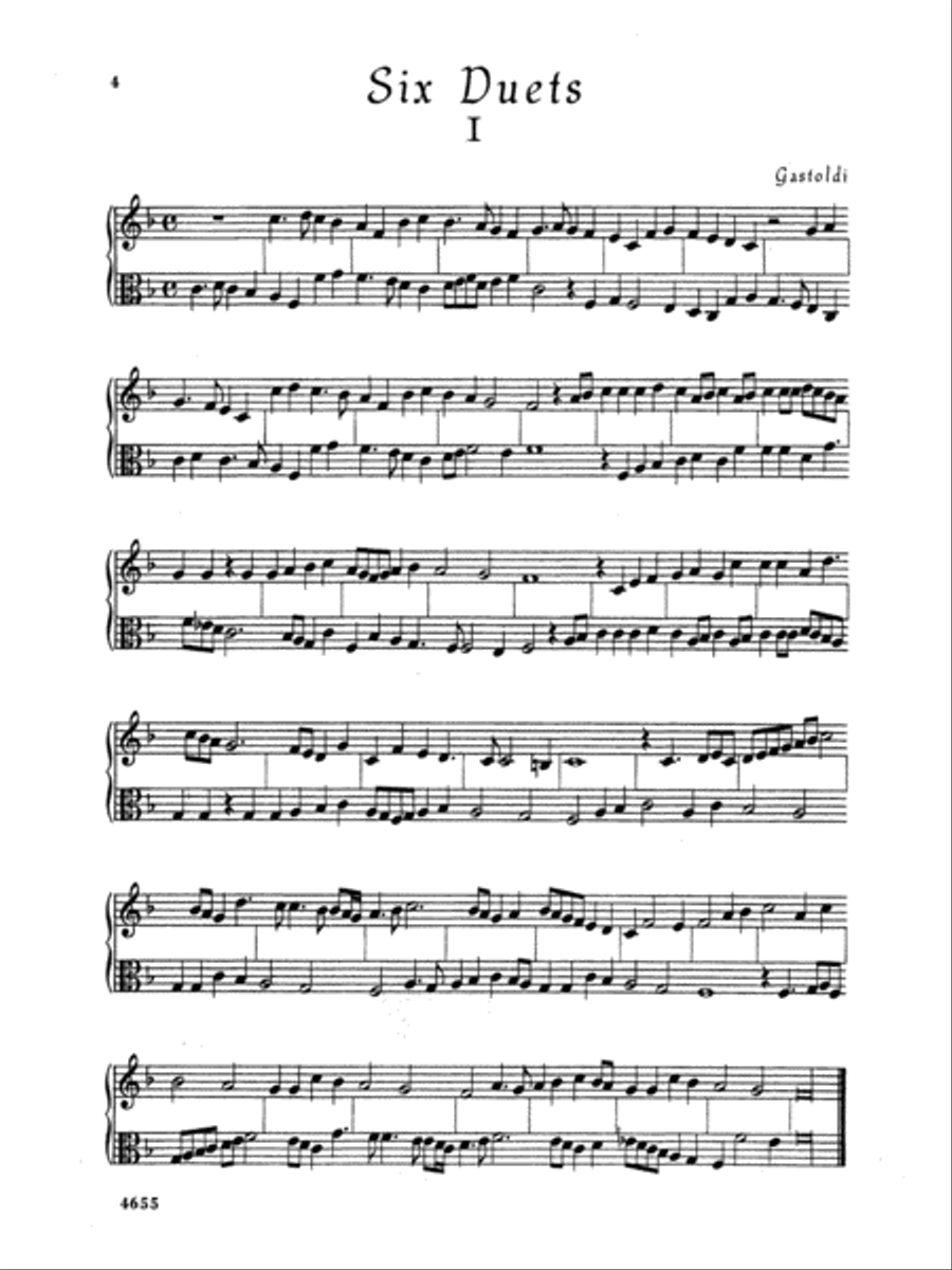 Gastoldi: Six Duets Part scores gallery preview page 1