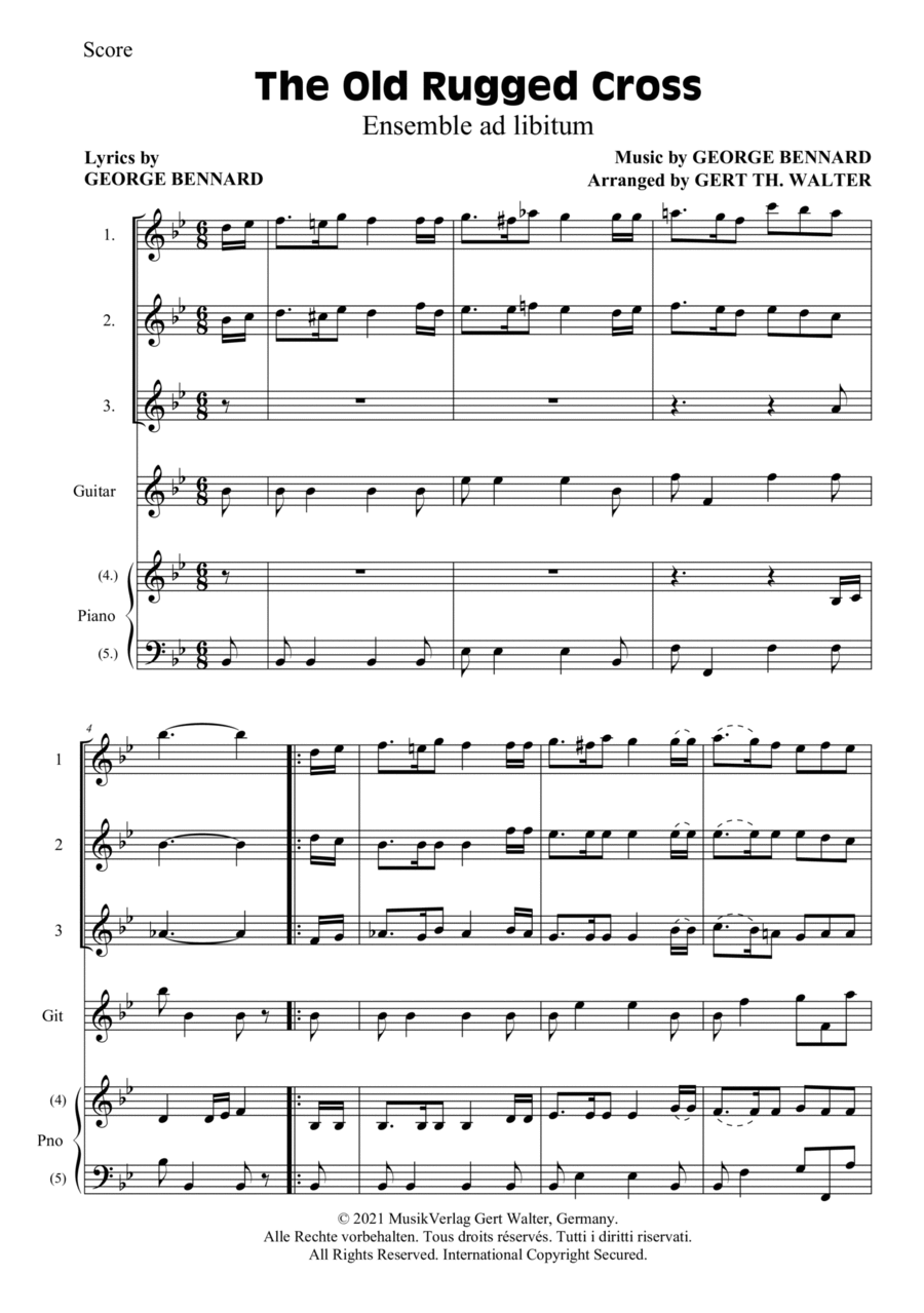 The Old Rugged Cross The Old Rugged Cross Praise scores gallery preview page 1