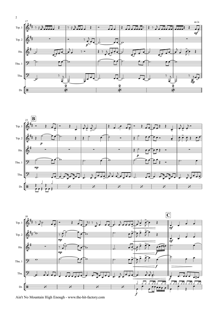 Ain't No Mountain High Enough Brass Ensemble scores gallery preview page 2