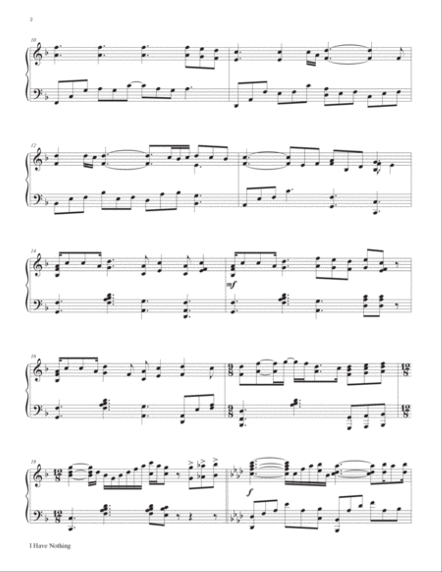 I Have Nothing Piano Solo scores gallery preview page 3