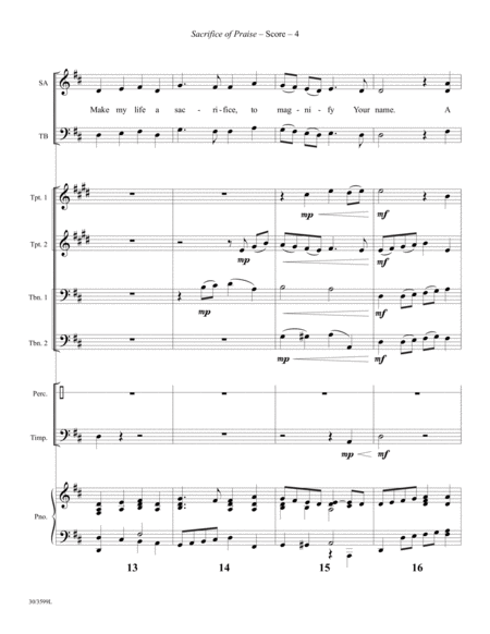 Sacrifice of Praise - Brass and Percussion Score and Parts