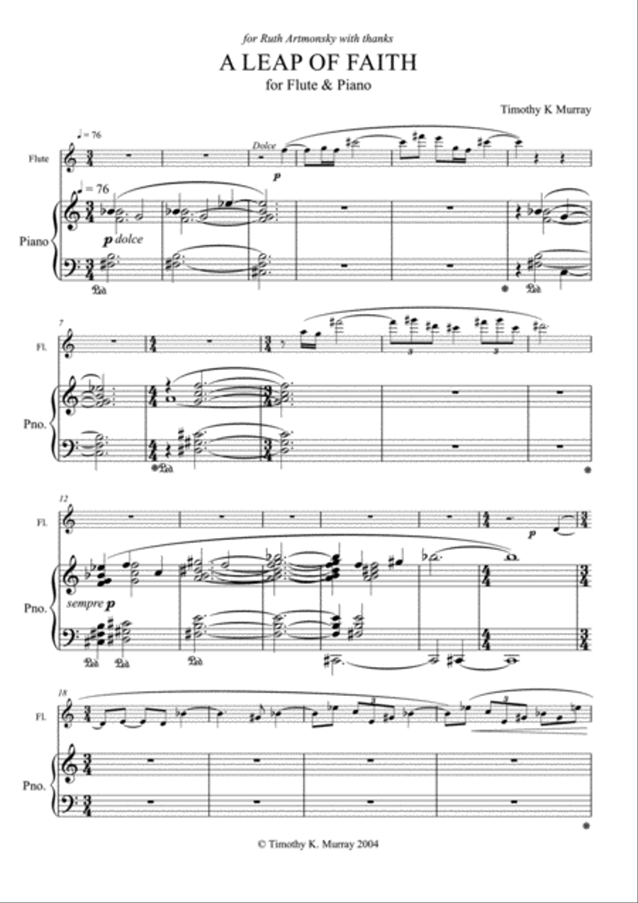 Murray - A Leap of Faith - Flute & Piano Flute Solo scores gallery preview page 1