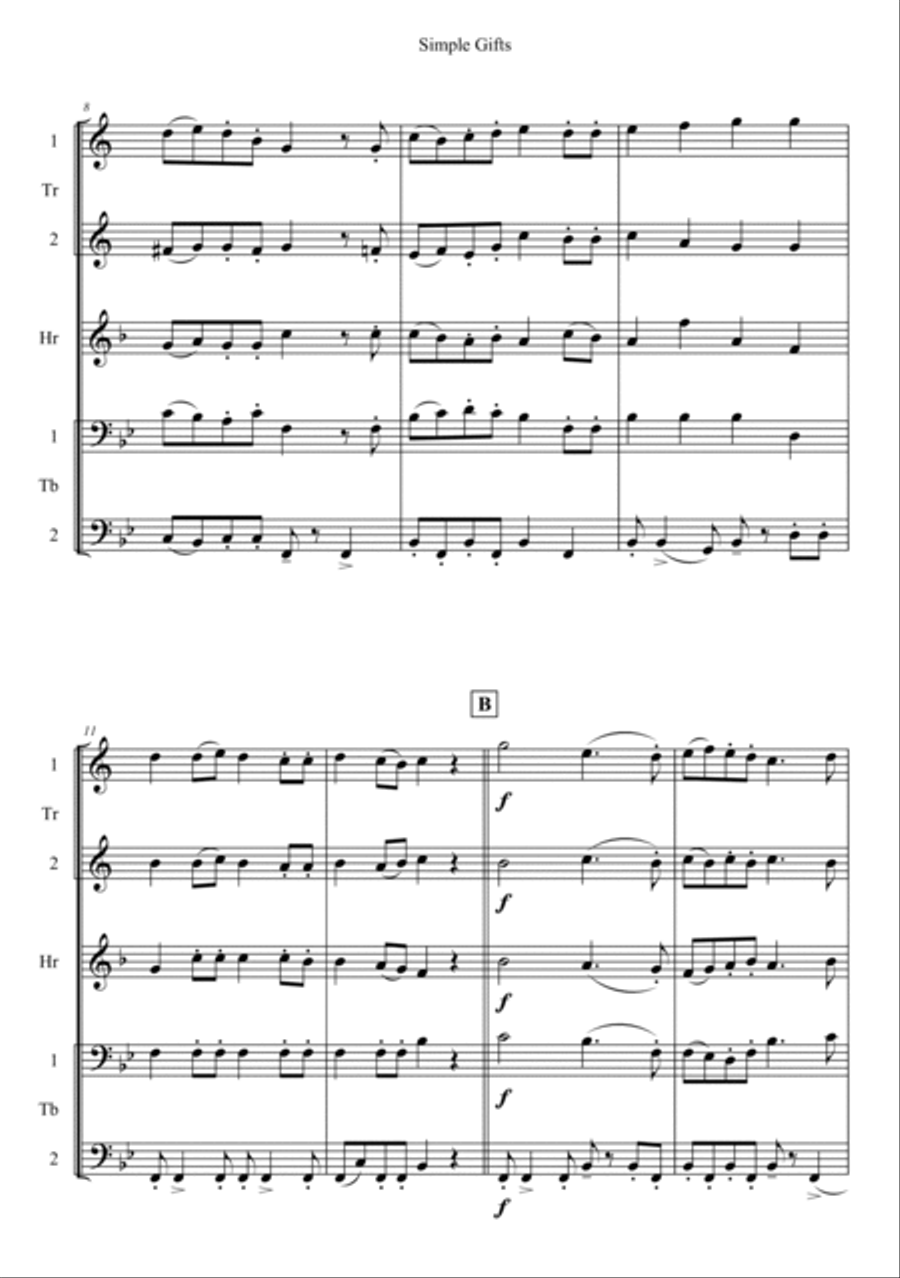 Simple Gifts Horn scores gallery preview page 2