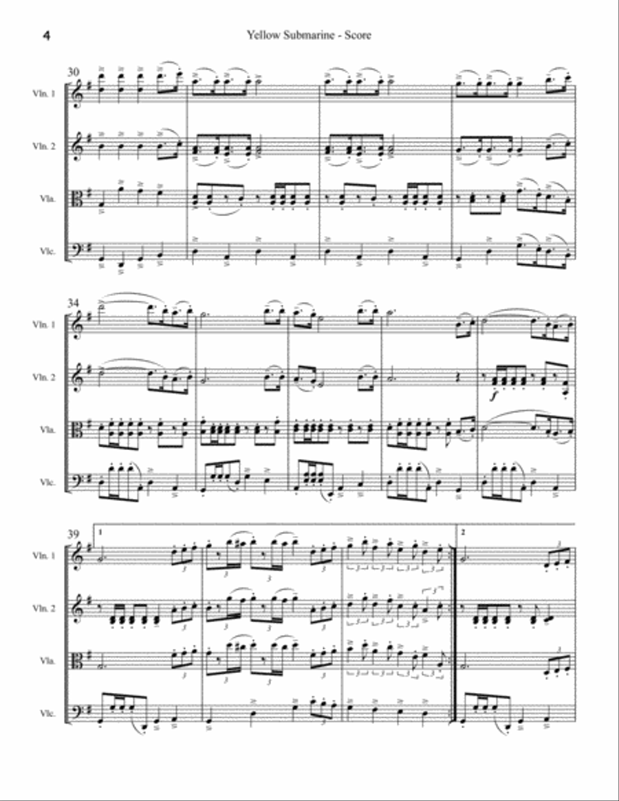 Yellow Submarine String Quartet scores gallery preview page 4