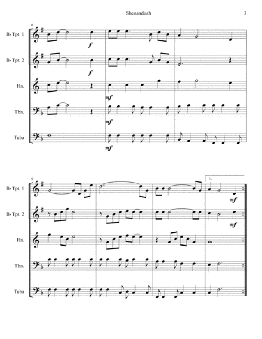 Shenandoah Shenandoah Brass Ensemble scores gallery preview page 3