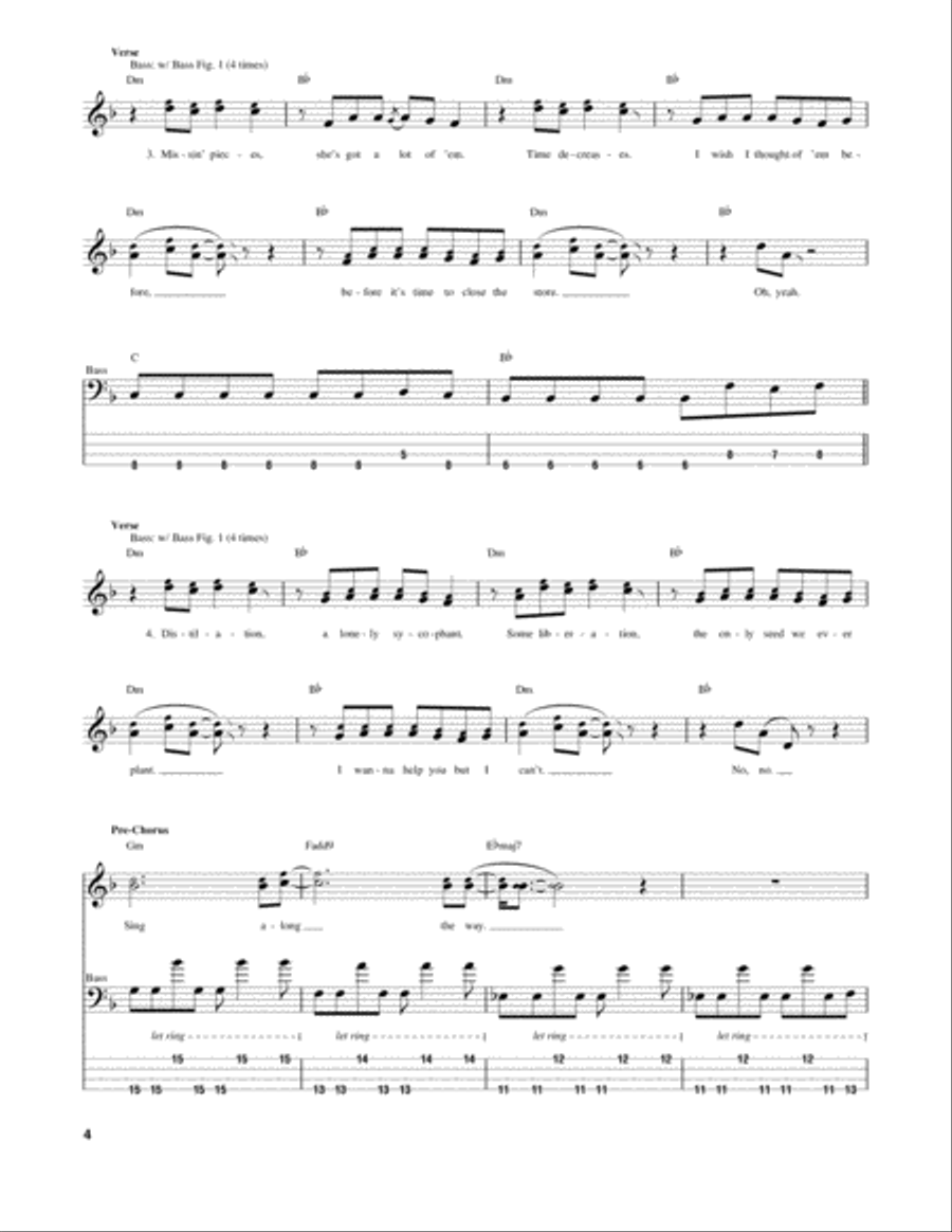 Annie Wants A Baby Bass Guitar Tablature scores gallery preview page 4