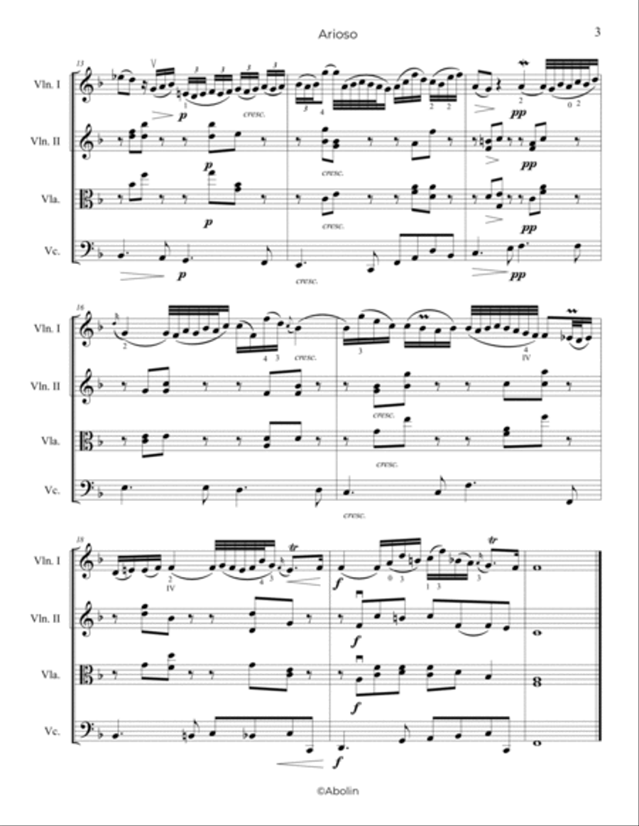 Bach: Arioso, BWV 156 - String Quartet String Quartet scores gallery preview page 4