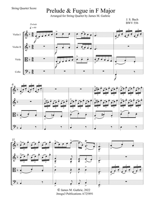 Bach: Prelude & Fugue in F Major BWV 556 for String Quartet