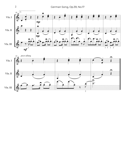 Tchaikovsky: German Song, Op.39, No.17 - Violin Trio (Violin Choir) image number null