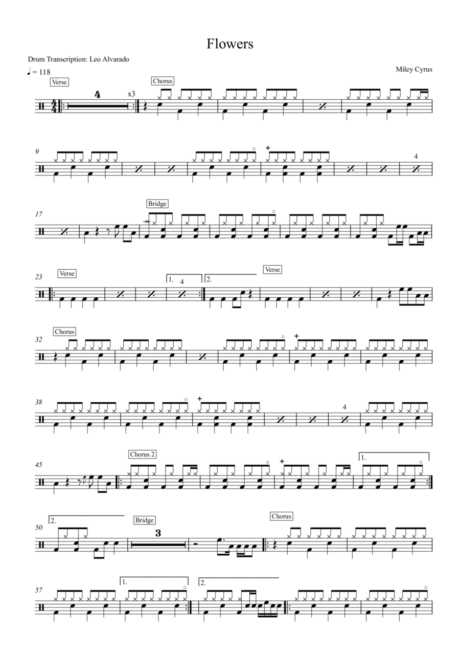 Flowers Flowers Drum Set scores gallery preview page 1