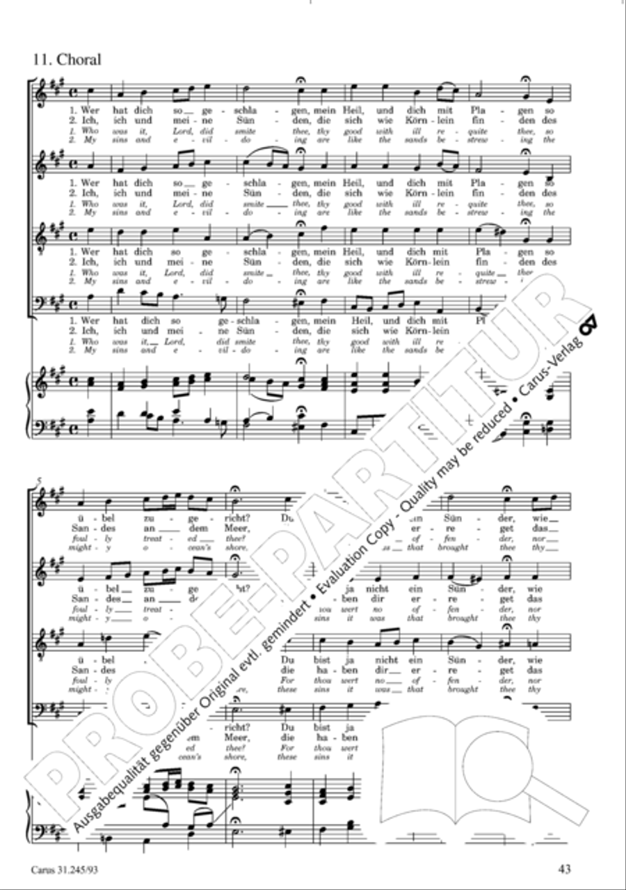 St. John Passion (Johannes-Passion) 4-Part scores gallery preview page 44