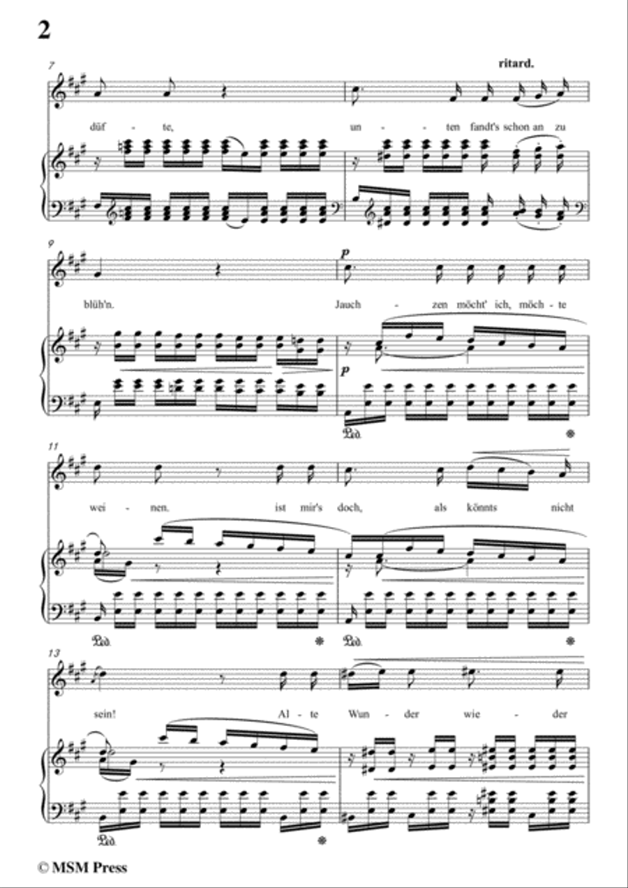 Schumann-Frühlingsnacht,in A Major,for Voice and Piano Voice Solo scores gallery preview page 4