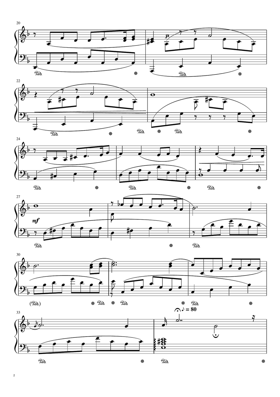 Sunshine (adagio In D Minor) Easy Piano scores gallery preview page 2