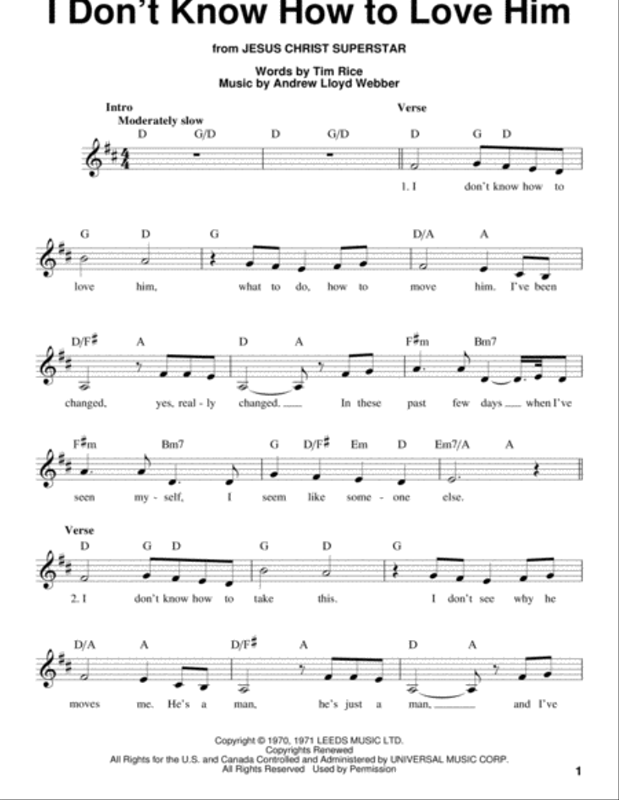 I Don't Know How To Love Him Voice scores gallery preview page 1
