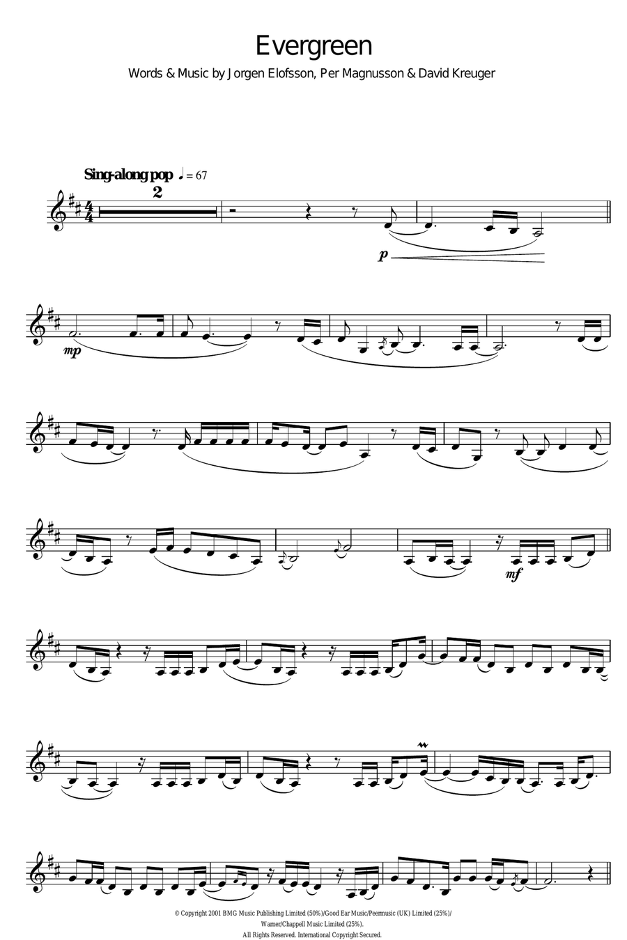 Evergreen Evergreen Clarinet Solo scores gallery preview page 1