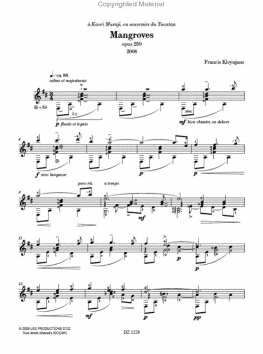 Mangroves, opus 250 Classical Guitar scores gallery preview page 2