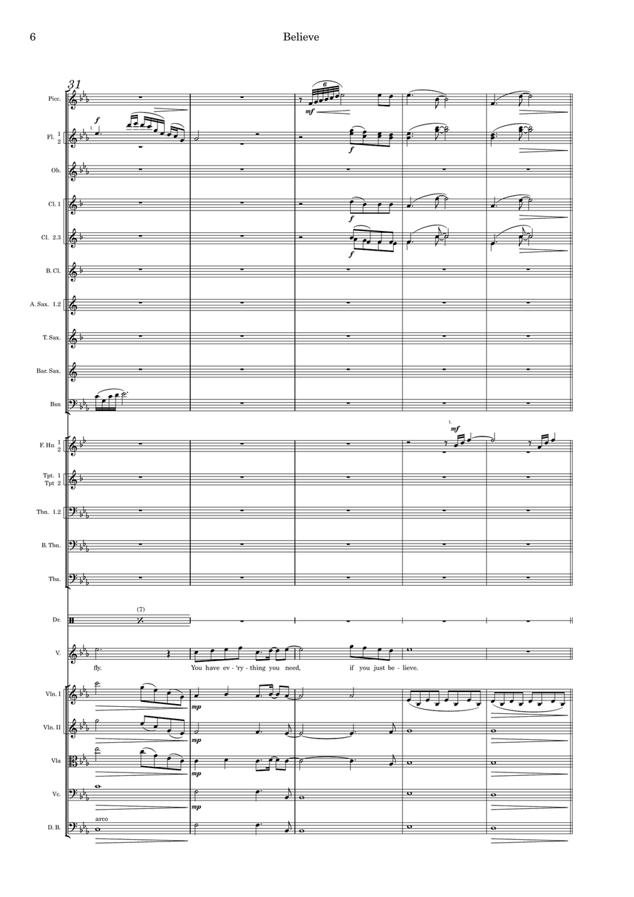 Believe Full Orchestra scores gallery preview page 6