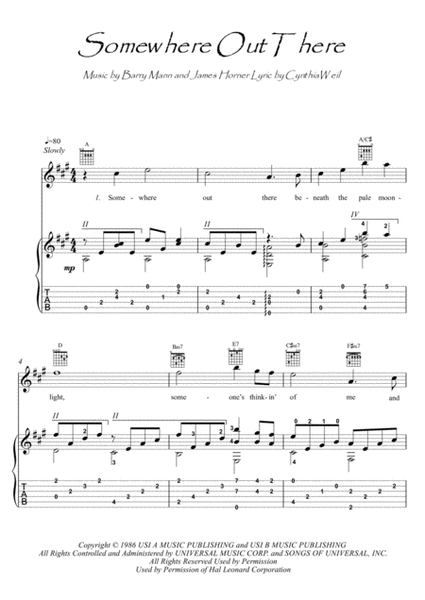 Somewhere Out There by Barry Mann Electric Guitar - Digital Sheet Music