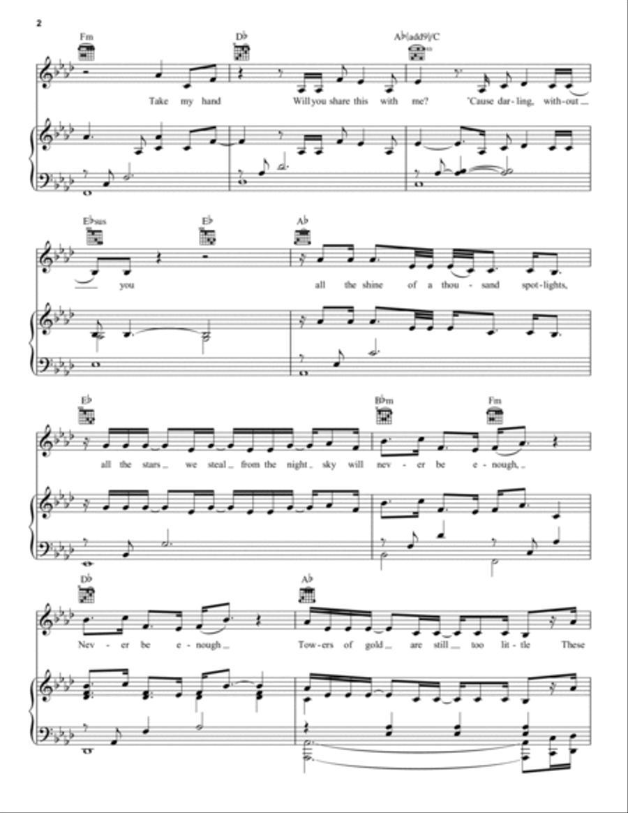 Never Enough (from The Greatest Showman) Piano, Vocal, Guitar scores gallery preview page 2