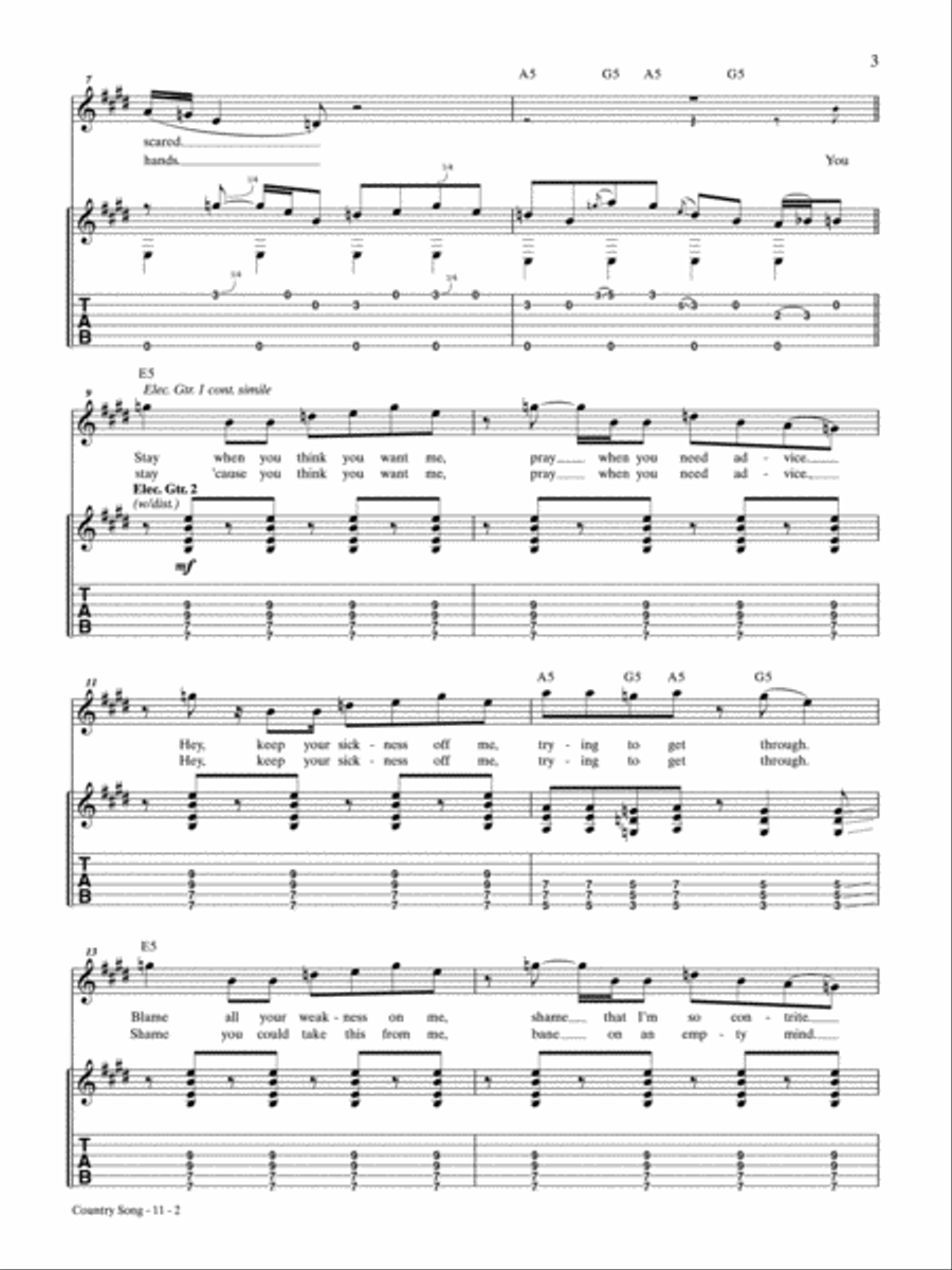 Country Song Guitar Tablature scores gallery preview page 2