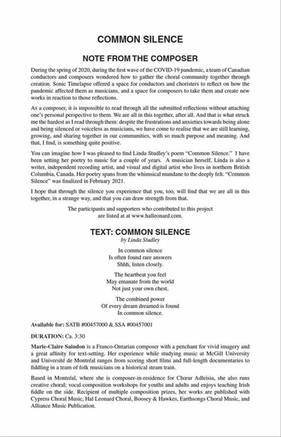 Common Silence SA scores gallery preview page 3