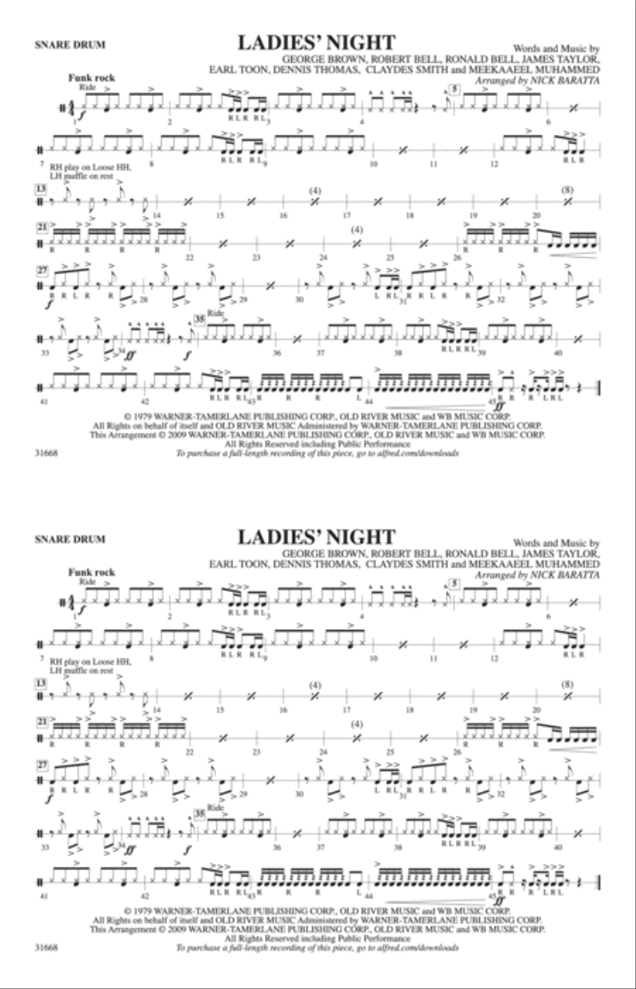Ladies' Night: Snare Drum Marching Band scores gallery preview page 1
