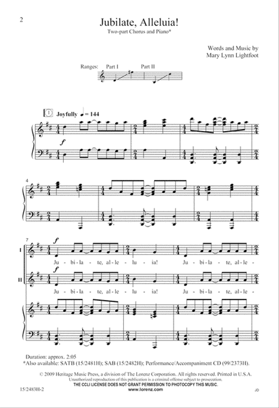 Jubilate, Alleluia! Jubilate, Alleluia! 2-Part scores gallery preview page 3