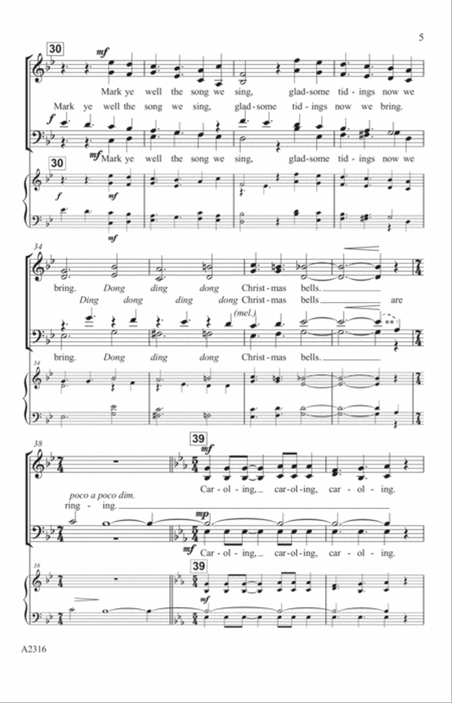 Caroling, Caroling (arr. Michele Weir) 4-Part scores gallery preview page 4